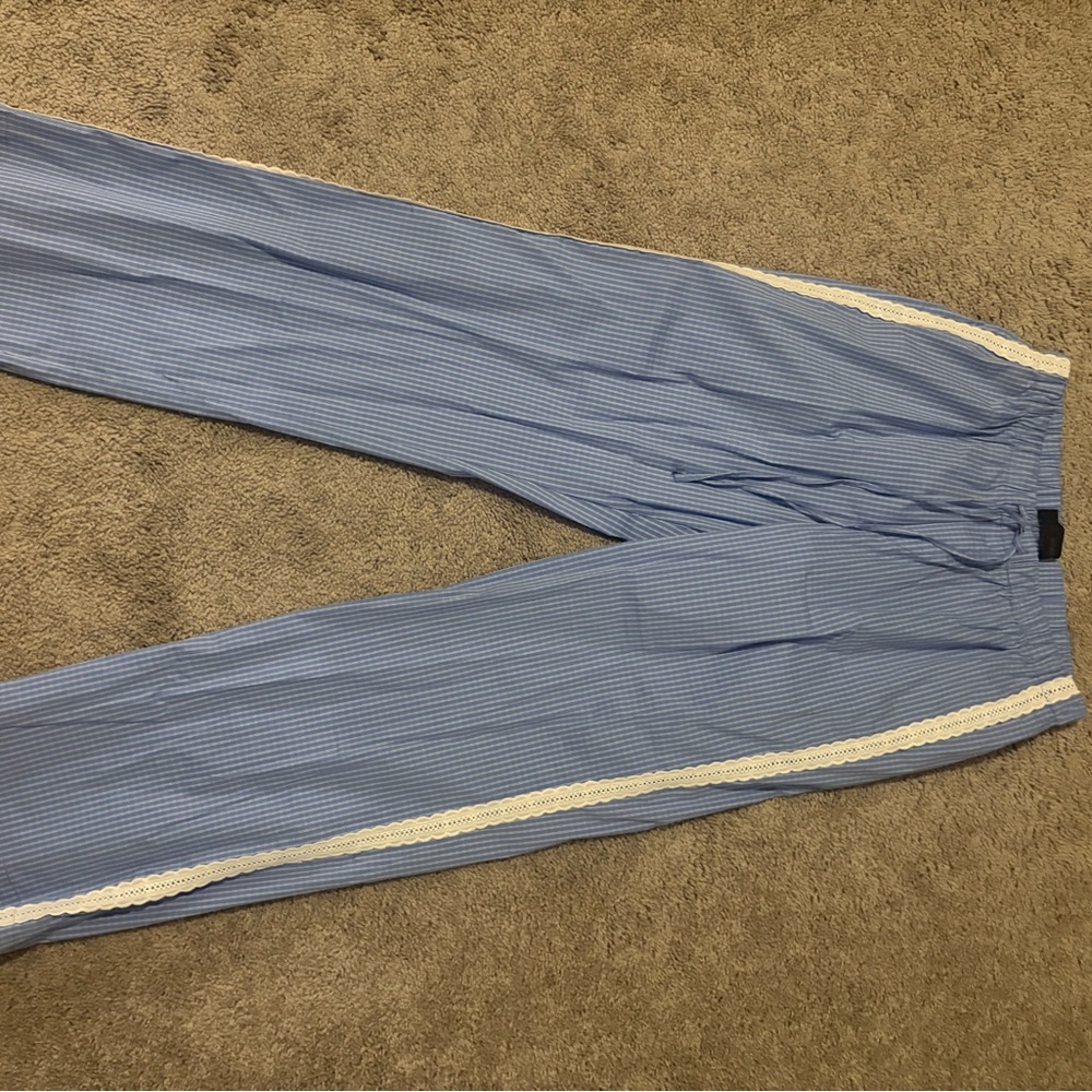 Zara Blue Striped Pants with White Trim